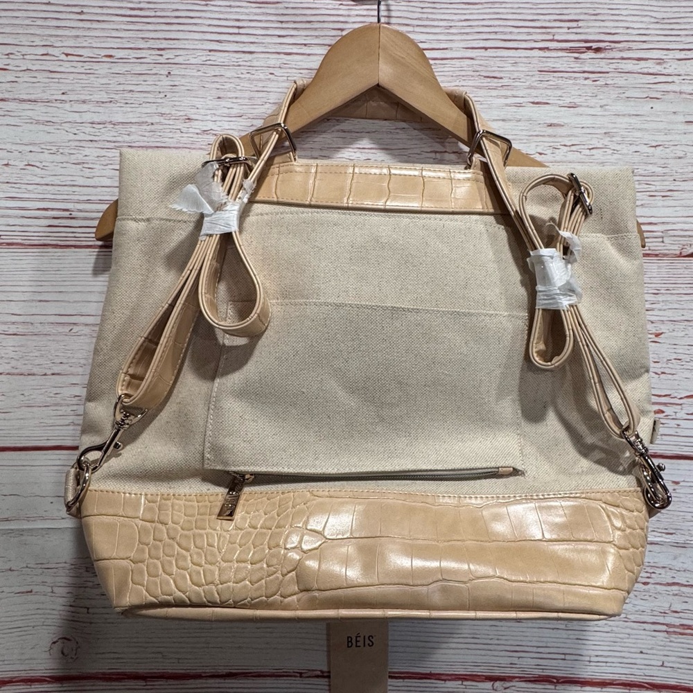 NWT Beis Convertible Backpack in Beige & Croc Trim - Picture 13 of 13